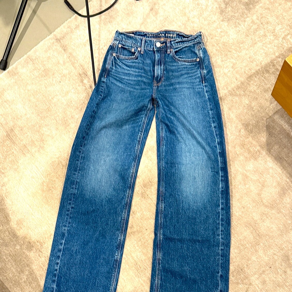 American eagle super high waisted baggy wide leg denim women’s 0 regular